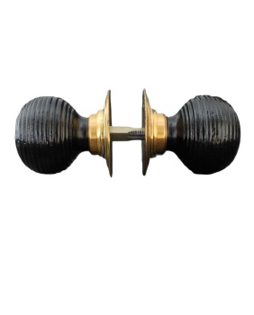 Solid Ebonised Round Beehive Door Knobs